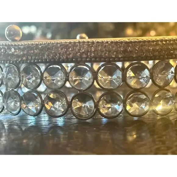 Mirrored Vanity Tray with Crystals- 8 1/2” - Picture 4 of 4